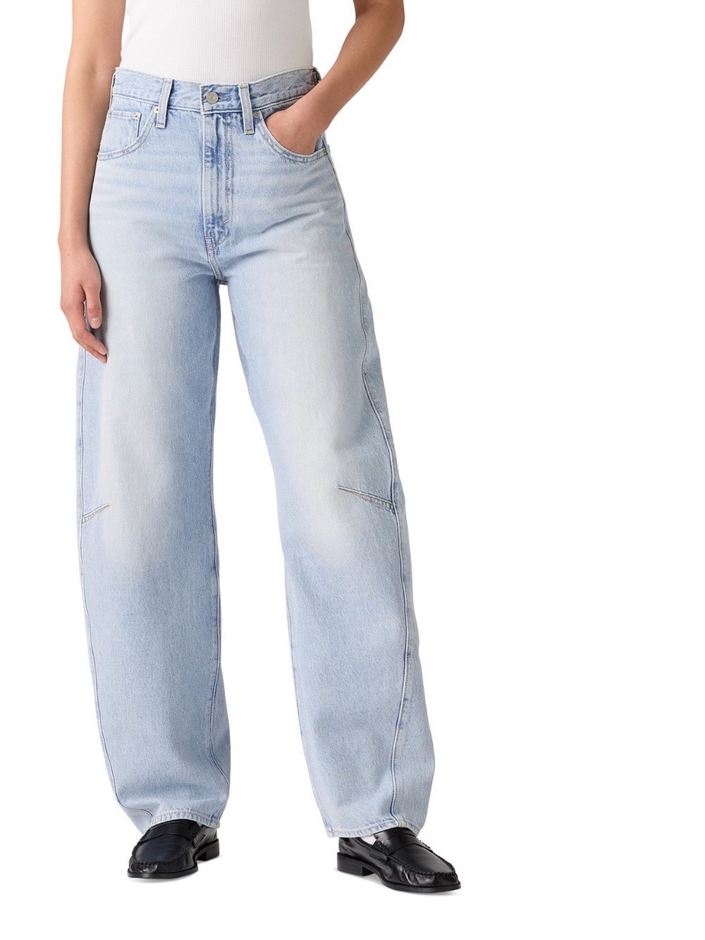 Levi's Women's Cinch Barrel Jeans Abraided Art Light Wash 28x31  NEW